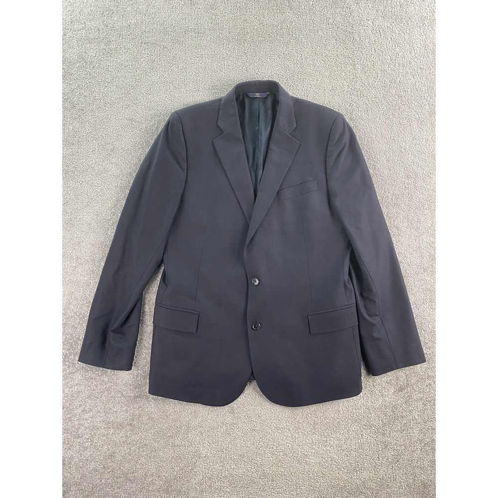 Brooks Brothers Suit Jacket 44 L Blue Wool Solid 346 Stretch Designer Luxury